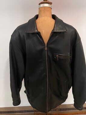 XL BLack Leather Quails Jacket
